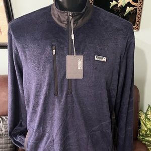 Puma Excellent Golf Wear 1/2 Zip Pullover Zip Pocket faux Fur Men Blue XXL, NWT